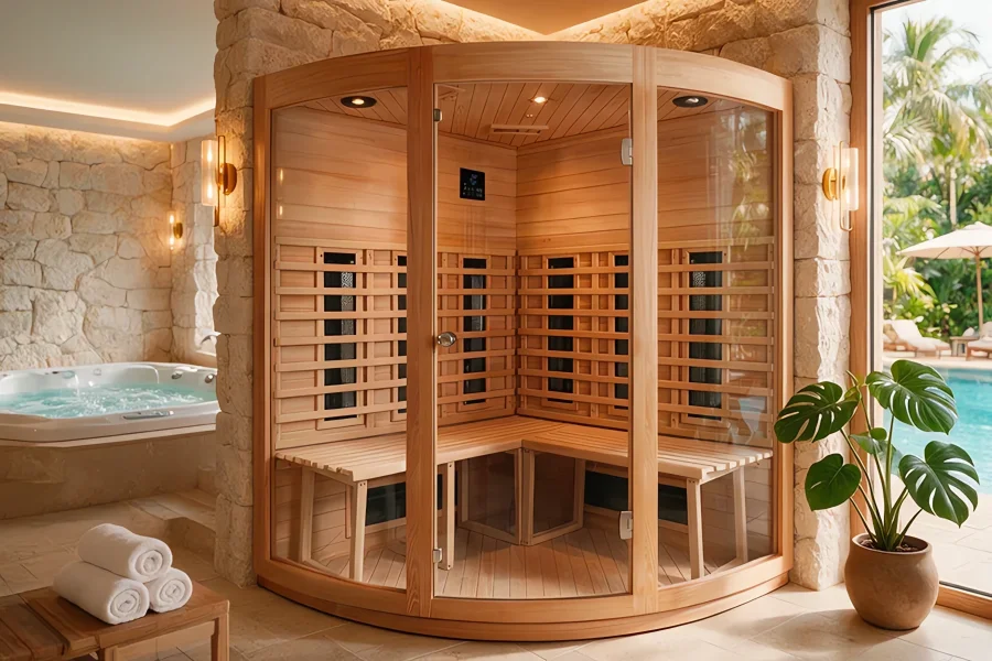BL-108 Sauna Infrared Wellness Center Glass Curved