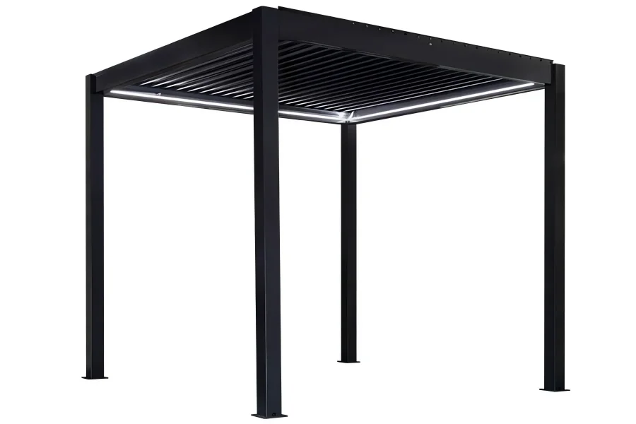 BL-909 Pergola Bioclimatica Grigio Antracite Cielo Frangisole Luci LED