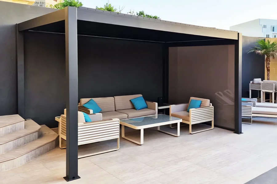 BL-910 Pergola Bioclimatica Grigio Antracite Esterno Giorno