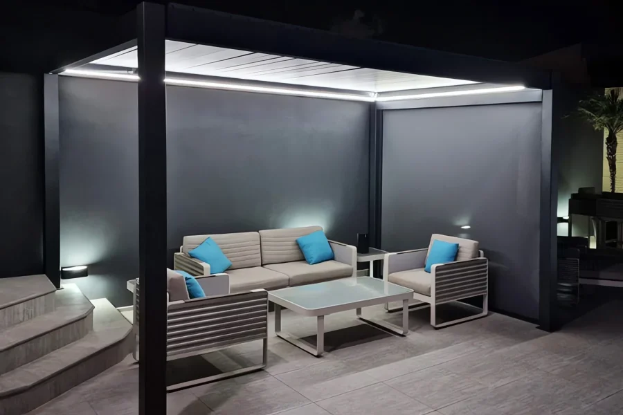 BL-910 Pergola Bioclimatica Grigio Antracite Luci LED Perimetrali