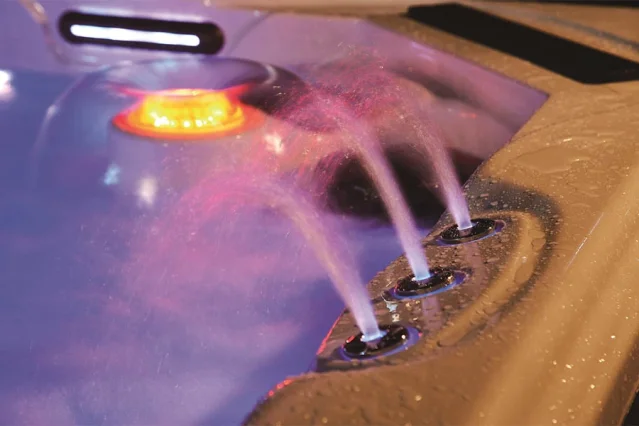 Fountain water jets with RGB LEDs