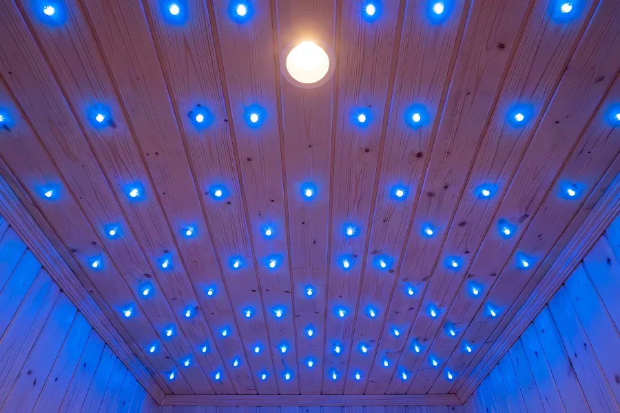 Chromotheraphy "starry sky" effect for Finnish sauna