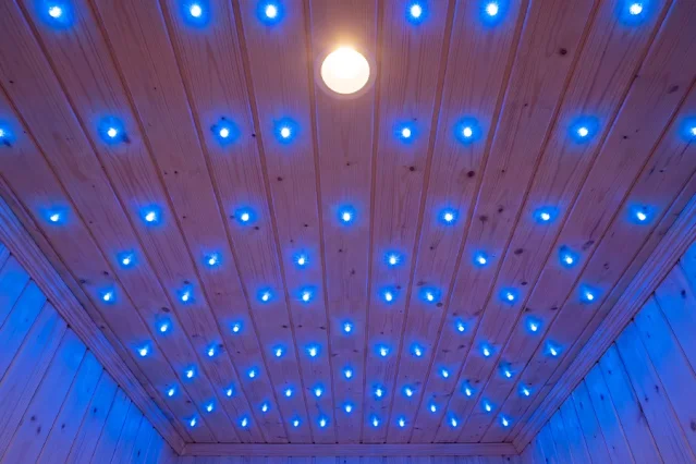 Chromotheraphy "starry sky" effect for Finnish sauna