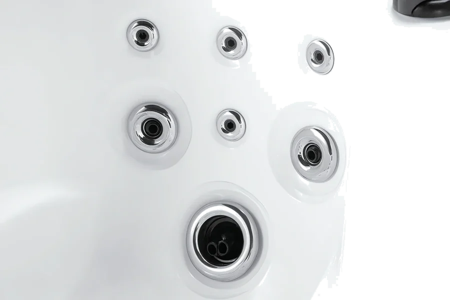 Swim spa stainless steel jets