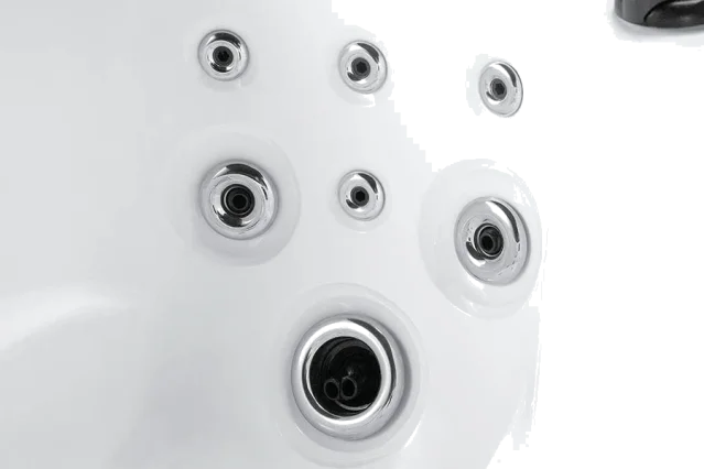 Swim spa stainless steel jets